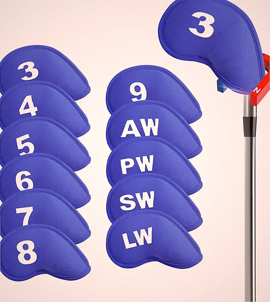 Golf Iron Head Covers Magnetic Soft Protection Printed Numbers Value 12 Set