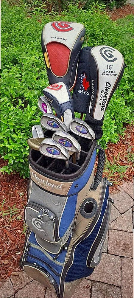 Golf Men's Set CLEVELAND 12 Clubs RIGHT H Blue Cart Bag 14 Div VAS792 irons