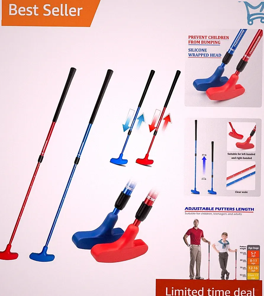 Golf Putter Set for All Ages Adjustable Length Ambidextrous 2 Pack