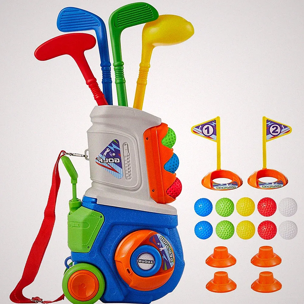 Golf Set, Plastic Golf Clubs Ages 1 2 3 4 5 Years Old with 4 Golf Clubs and 1...