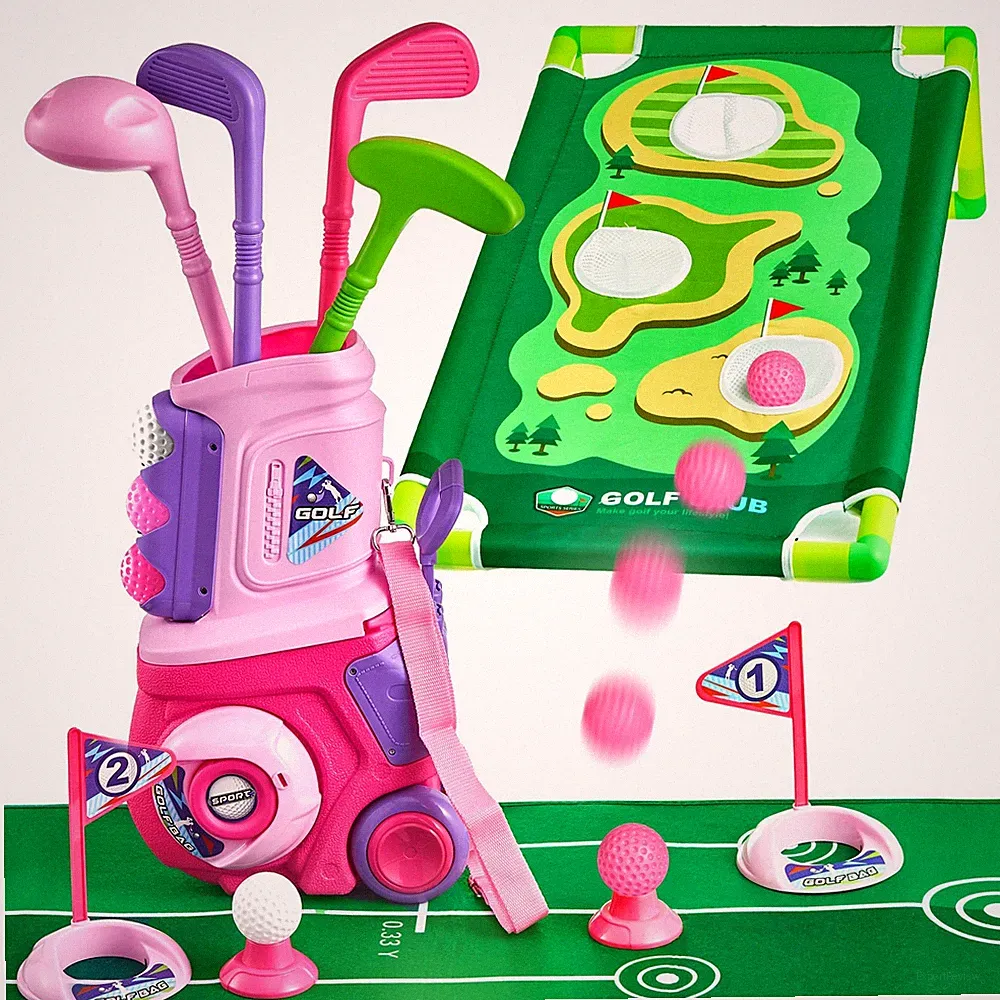 Pjg Pink Golf Set with Mat and Cornhole
