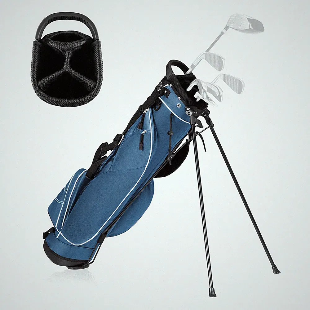 Golf Stand Cart Bag Club w/4 Way Divider Carry Organizer Pockets Storage Blue