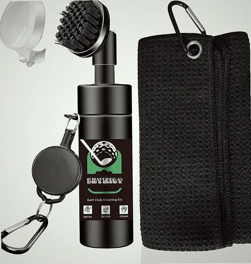 Golf Towel and Brush Set, Premium Golf Towel (15 x 14 inch) & Club Brush Cleaner