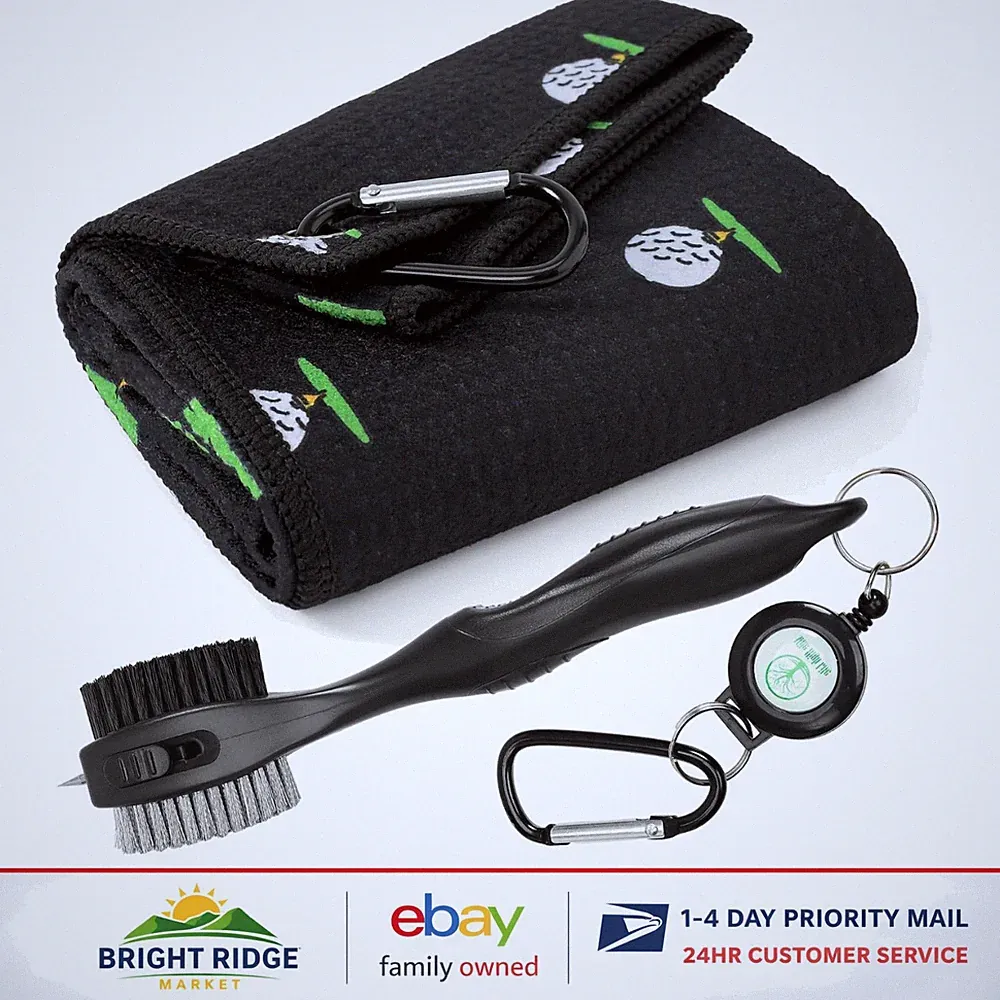 Golf Towel and Brush Tool Kit with Microfiber Waffle Design for Optimal Cleaning