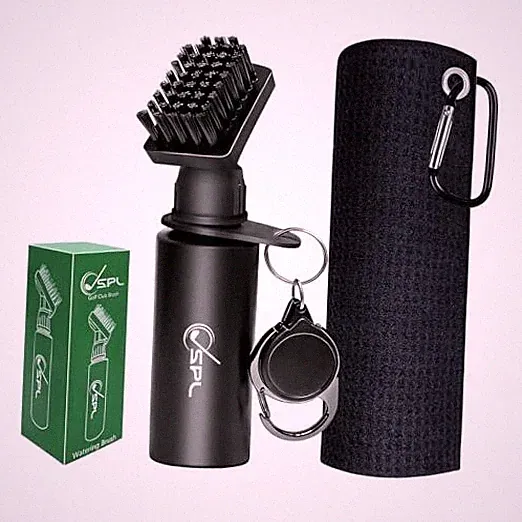 Golf Towel and Golf Club Brush Cleaner Set, 16x16 Inch Premium Microfiber Golf