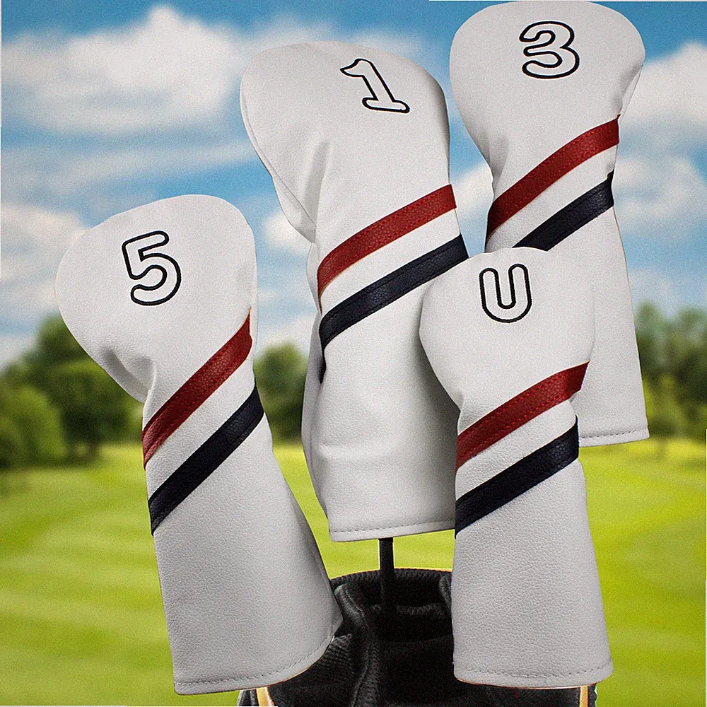 Golf Wood Head Covers Driver Fairway Woods Hybrid PU Headcovers Protective 135UT