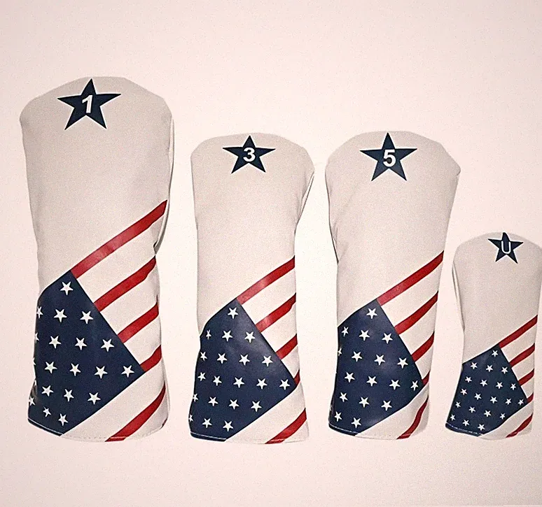 Golf Wood Head Covers Set 4pcs Driver 1 3 5 UT Hybrid Soft Lined Club Protectors
