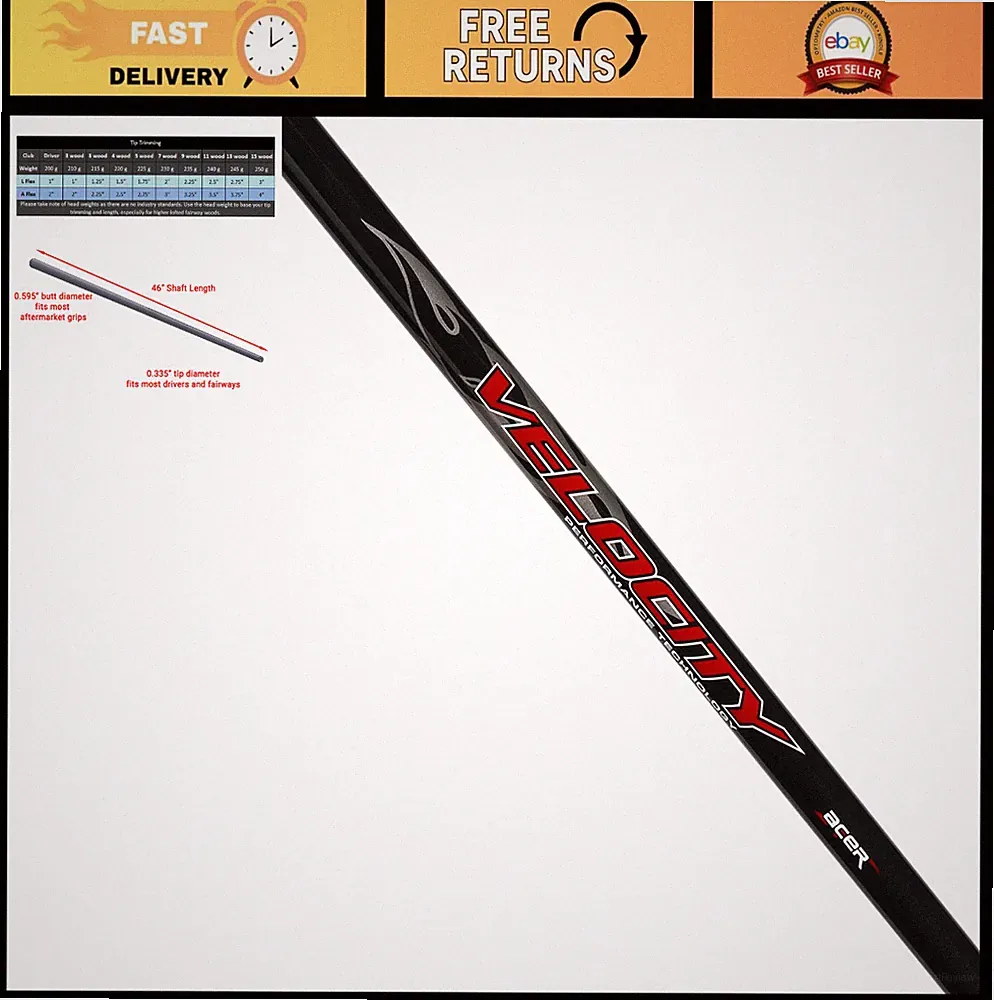 Graphite Golf Shafts for Woods & Irons, Uncut, Ladies/Senior Regular/Stiff Flex