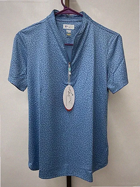 Greg Norman French Blue Hummingbird Print Tulip Short Sleeve Golf Polo Pick Size