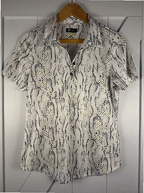 Greg Norman Play Dry Polo Shirt Womens Medium Snake Print Golf Performance Top