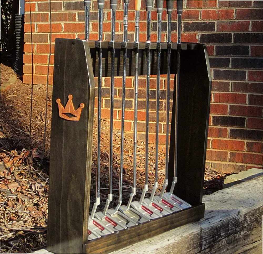 Ebony Wood Display Rack for 9 Putters