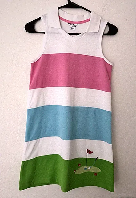 Hartstrings Girl's 10 Tank Dress Color Block Sleeveless Embroidered Golf