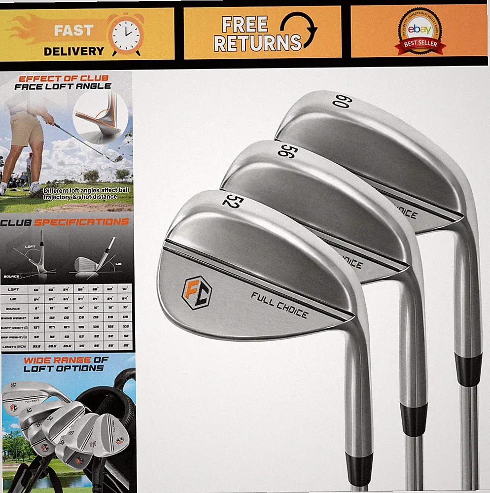 High Spin Golf Wedges Set 50°-70° | Sand, Gap & Lob Wedge Clubs for Men & Women