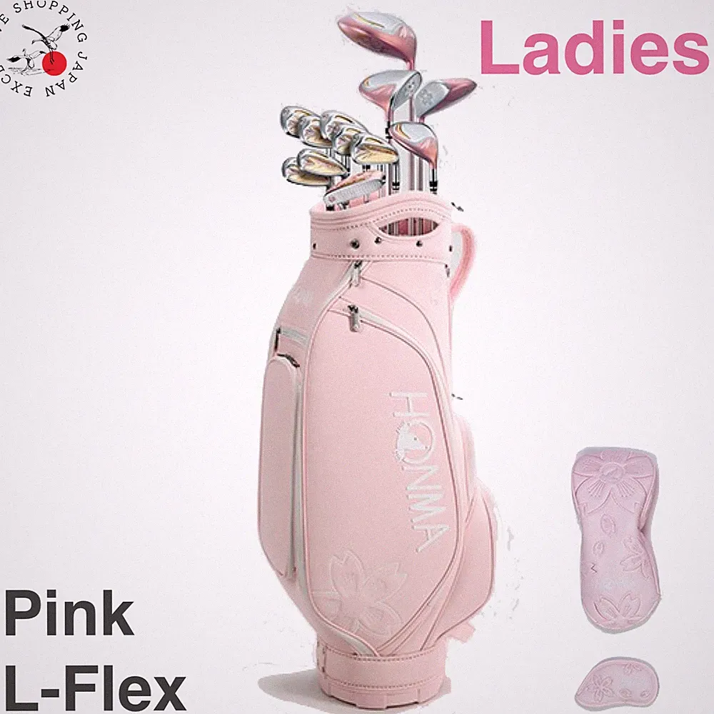 HONMA Ladies Sakura Dance 2 Complete Club Set Pink L-Flex Cart Bag Cover Limited