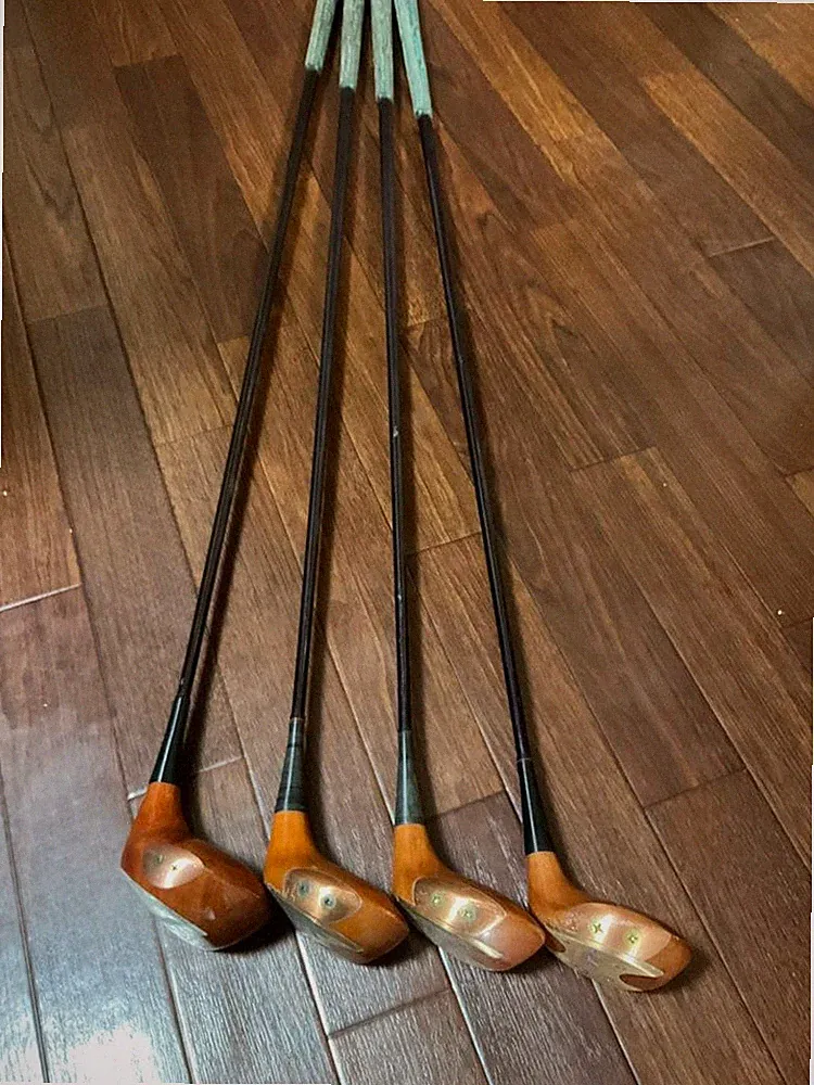 HONMA Vintage Persimmon Wood Golf Club Set 1W 3W 5W 7W Steel Shaft RH