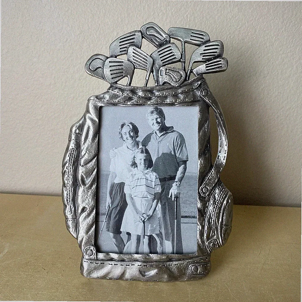 Huann Dean 1990' Golf Picture Frame 3D Polished Pewter Golf Clubs Photo 3x5 NOS