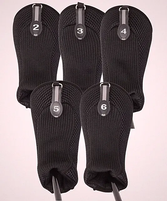 Hybrid Golf Head Covers Full Complete 2 3 4 5 6 Set Thick Club Black Headcover