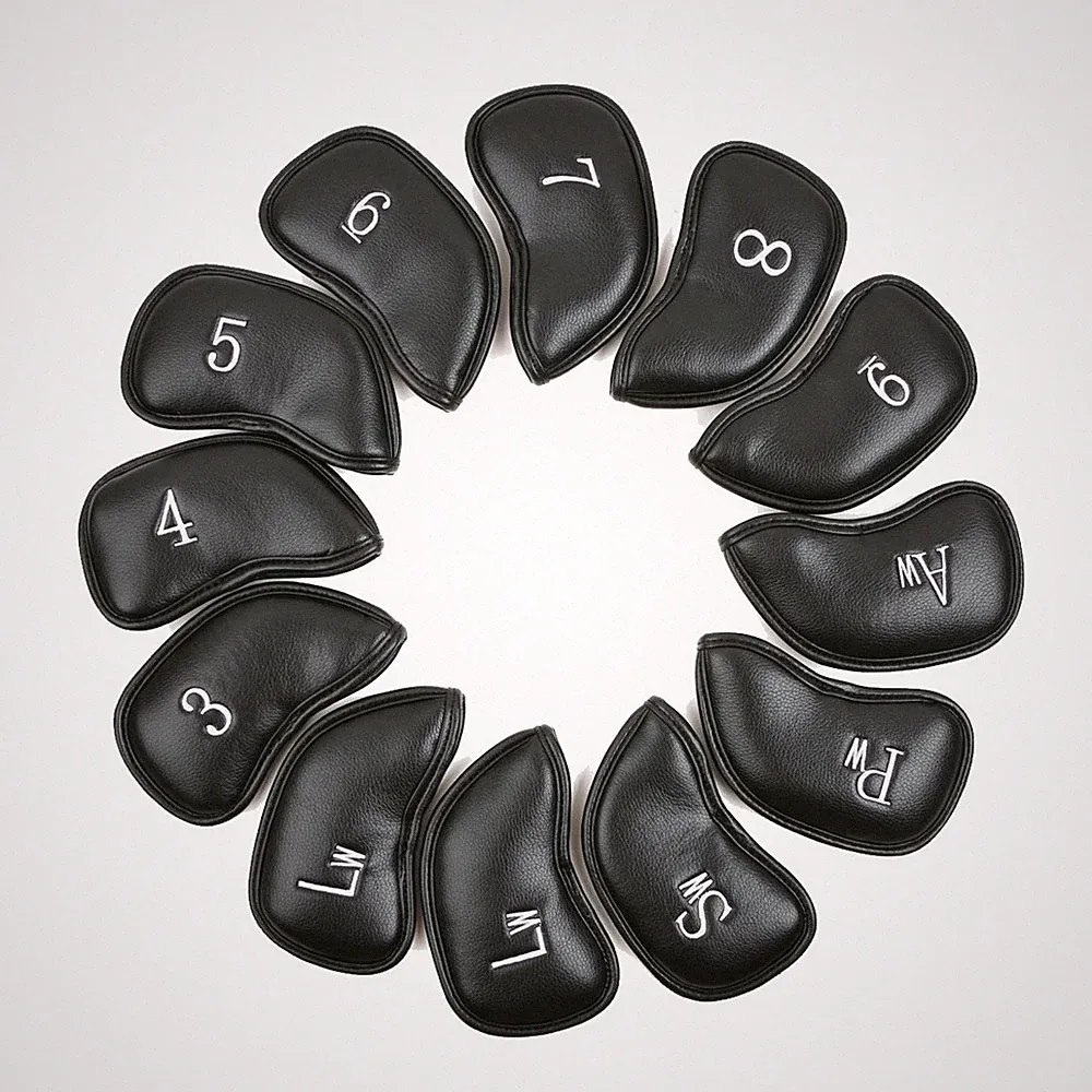 Intech 12-Piece Golf Iron Headcover Set with Magnetic Closure (3-LW), Black