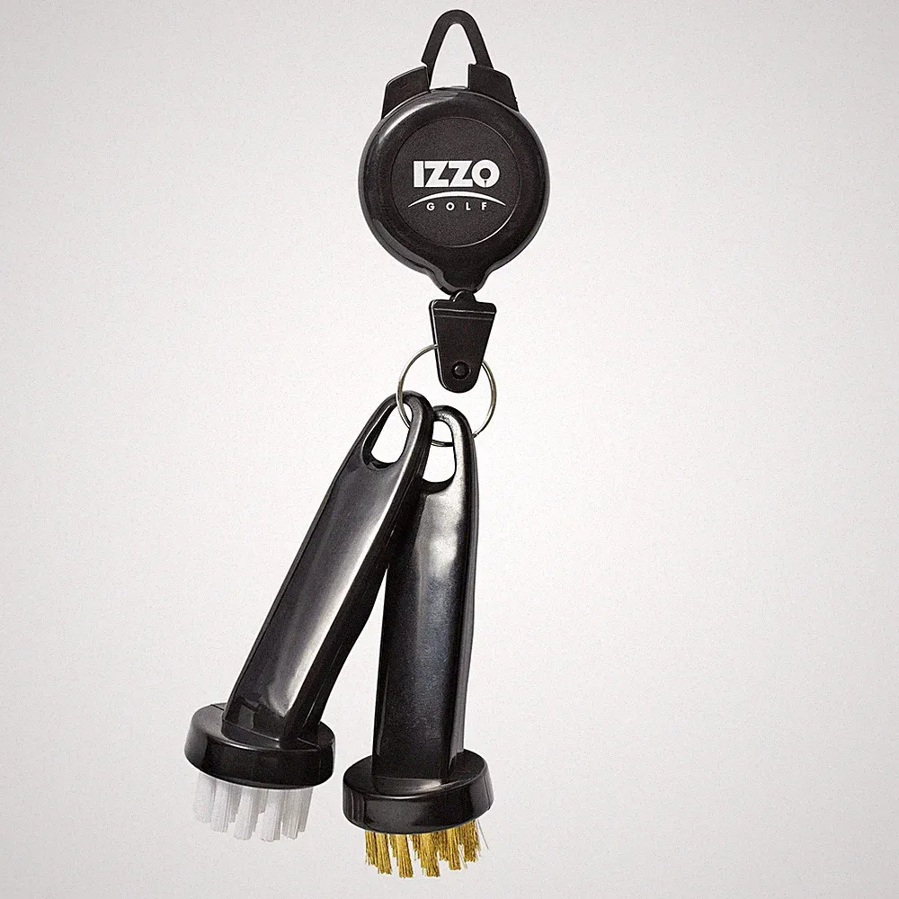 Izzo Golf Dual Club Brushes - Includes a Brush for Clubs & Black