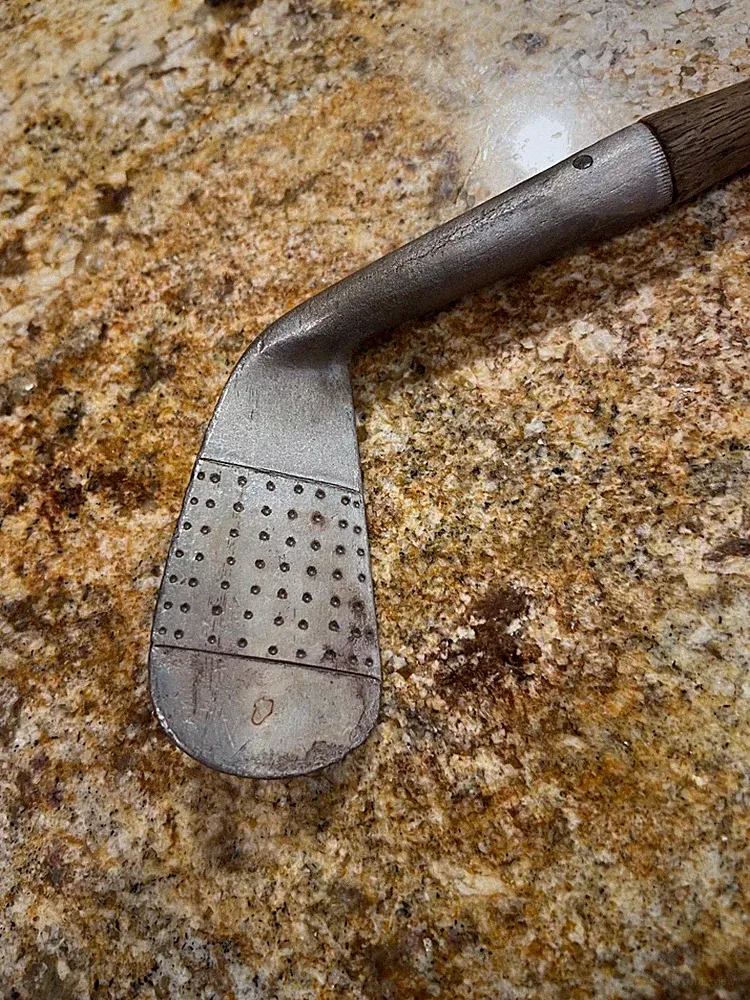 J Macgregor Wood Shaft golf club Left Handed Mashie Forged Dot Face 37 1/2" long