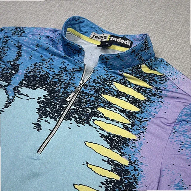 Jamie Sadock 1/4 Zip Golf Polo Womens Medium Multicolor Abstract Short Sleeve