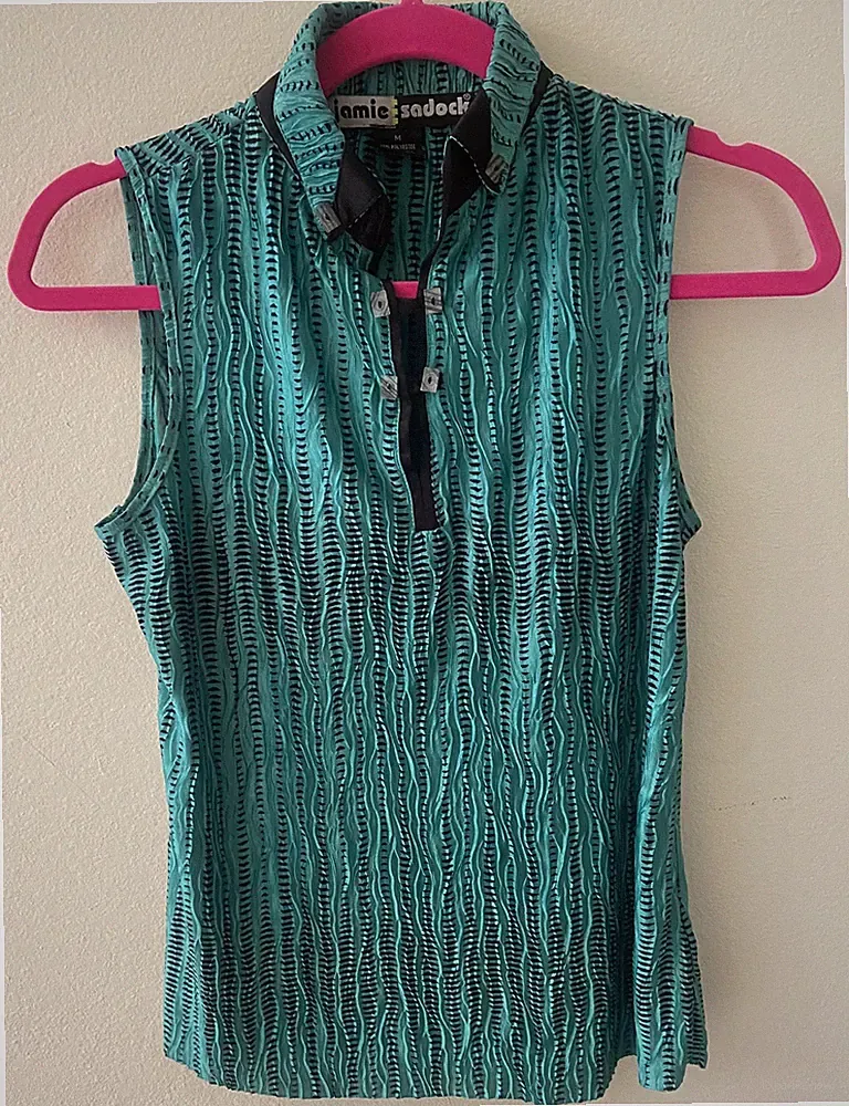 Jamie Sadock M Golf Pickleball Top Teal Black Ripple Womens Medium