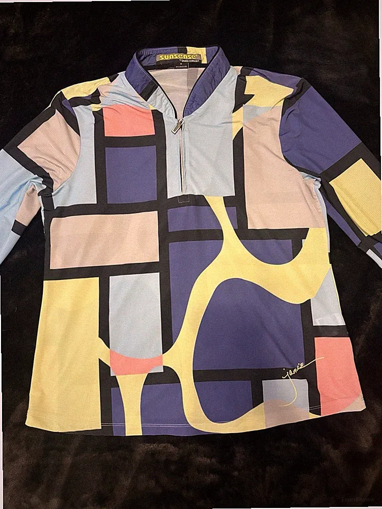 Jamie Sadock Sunsense Top Womens Medium Multicolor Quarter Zip Performance Golf