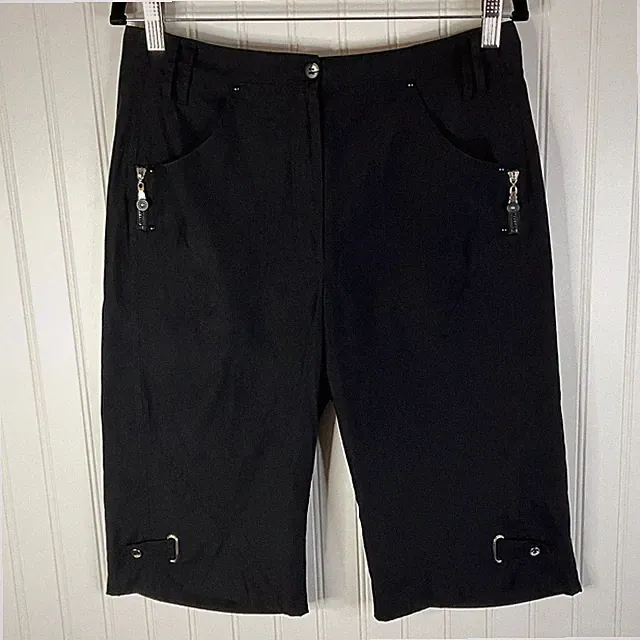 Jamie Sadock Women’s Capri Pants Black Size 10 Stretch Zip Pockets Golf Mid Rise