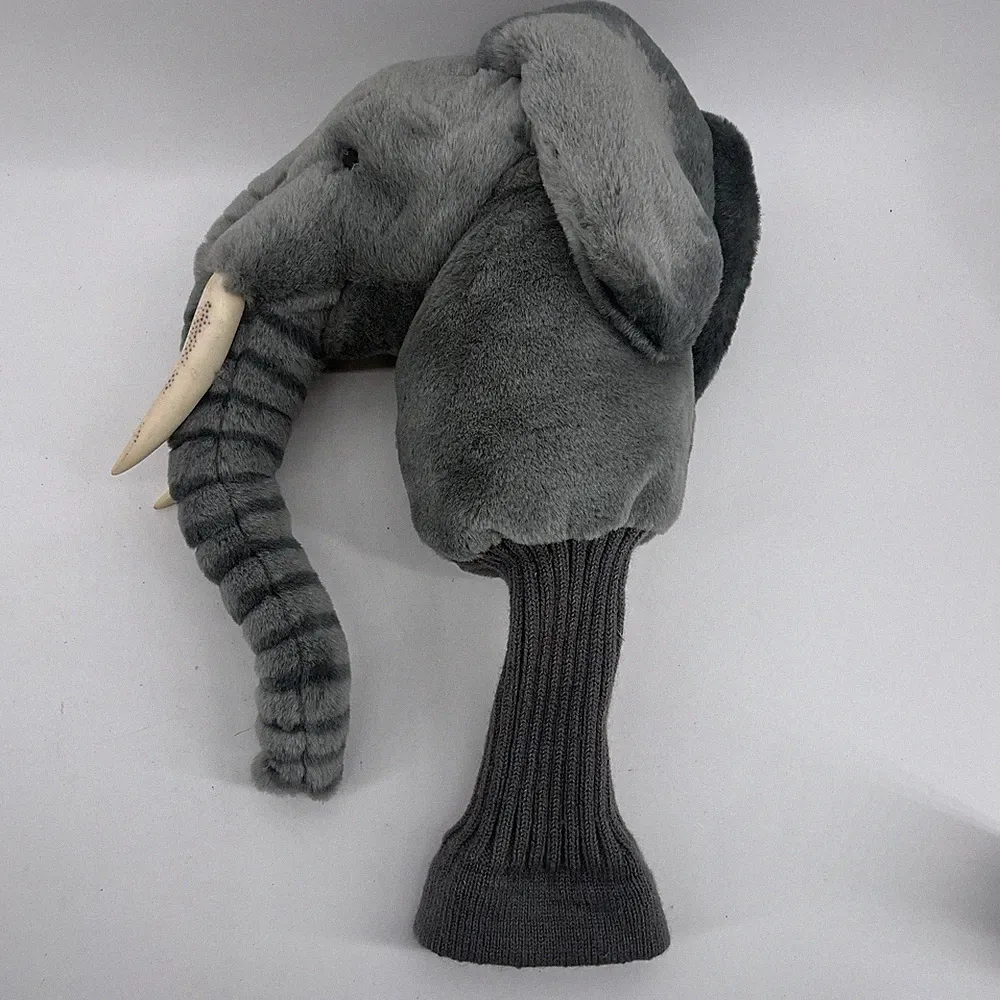 JP LANN GOLF Elephant GOLF Club COVER 16" Height Gray Black White Tusk EUC
