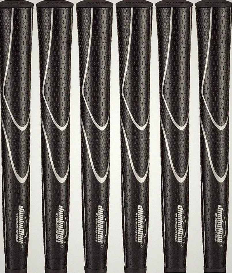 JumboMax Tour Series Golf Grips Black & Silver Medium Size (+5/16) - SET OF 6