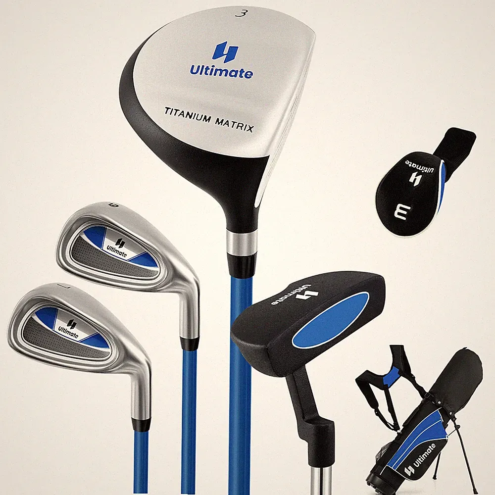 Junior Complete Golf Club Set For Age 8 to 10, Includes 3#,7# & 9# Irons,Blue