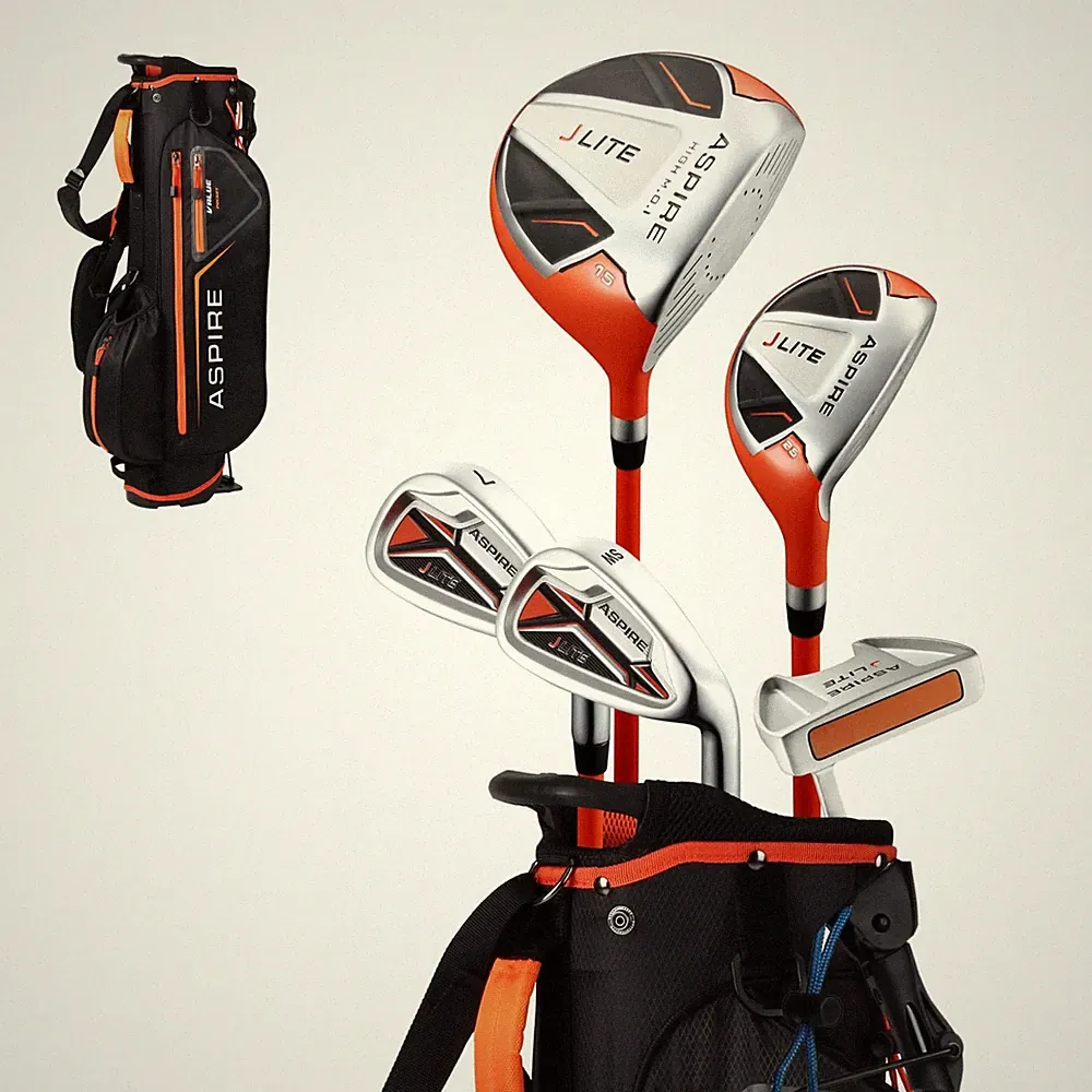 Junior Golf Club Set Right Handed Orange Ages 9-12 Driver Hybrid 7Iron Aspire