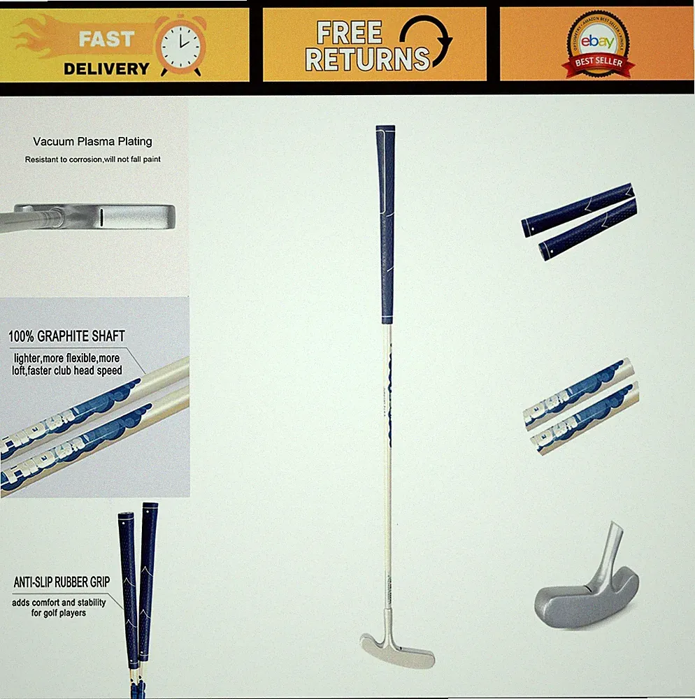 Junior Golf Putter for Kids - Left & Right Handed, Graphite, 3 Sizes (Ages 3-12)