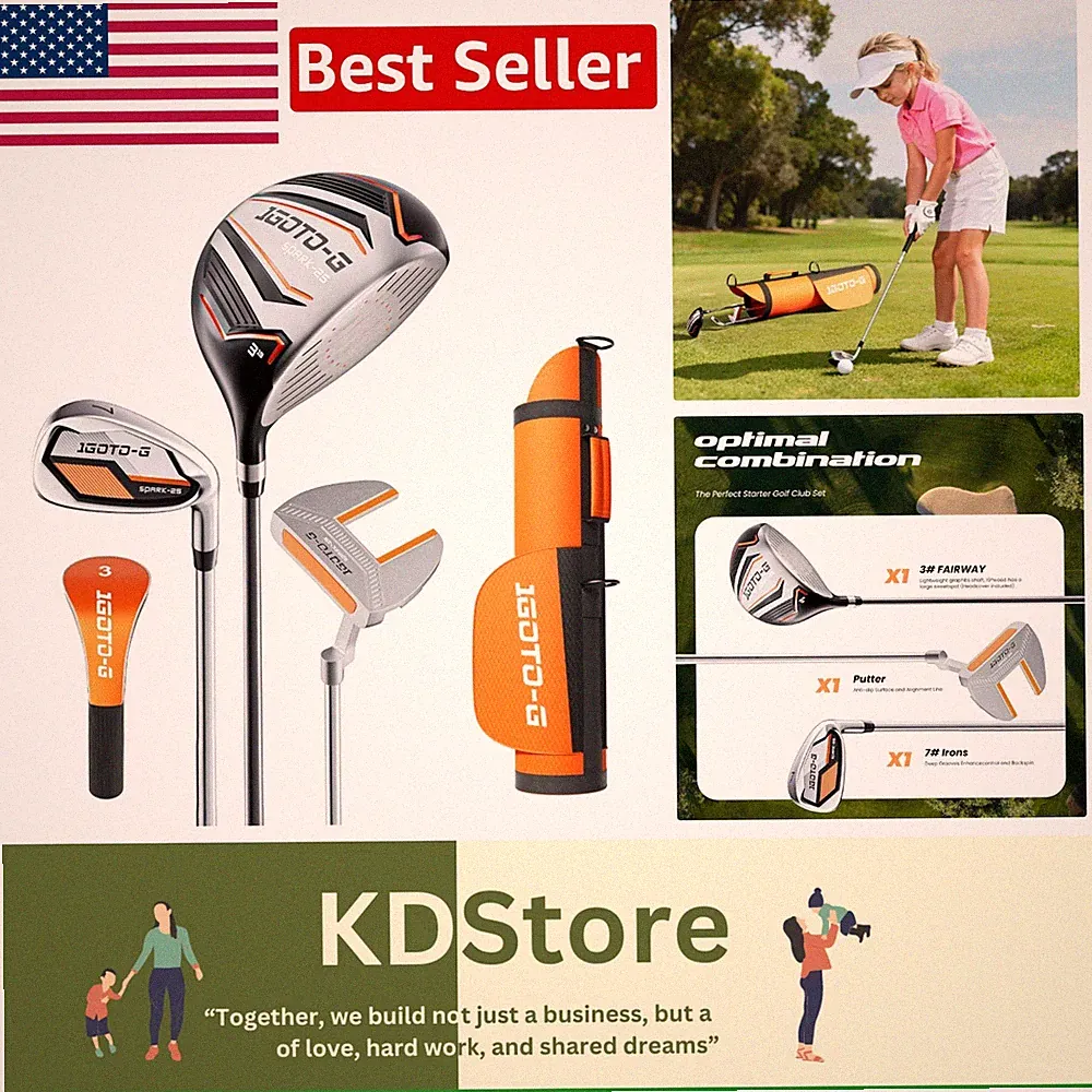 Junior Golf Set for Ages 3-5 - Driver, Irons & Putter with Non-Slip Grip Design