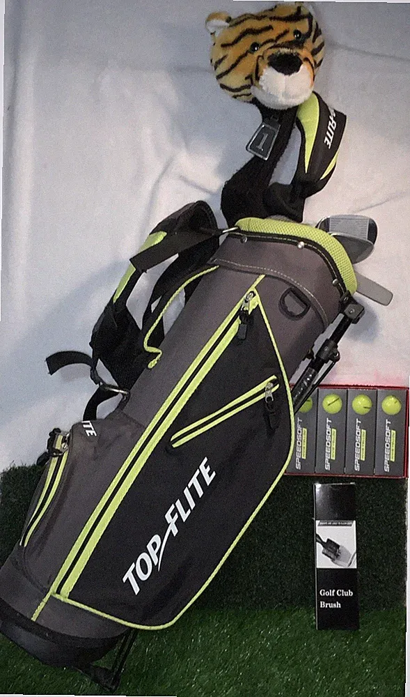Junior RH Top-Flite 5 GolfClub Set/VTG Tiger Woods HC/Bag/TaylorMade Dozen Balls