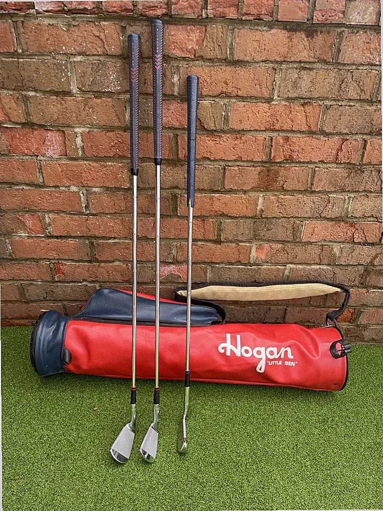 kids Ben Hogan LITTLE BEN rare Golf Bag w/ 5 & 7 Irons + Little Ben Putter
