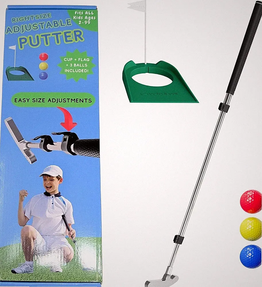 Kids Extendable Junior Golf Putter Right Handed 17"-35" w/ 3 Balls & Cup Flag