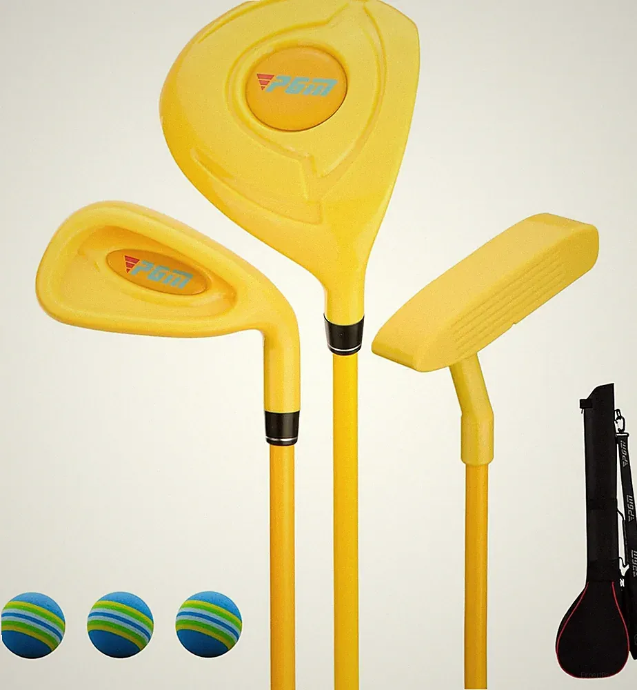 Kids Golf Club Set - 3 Piece Wood, Iron & Putter for Beginners
