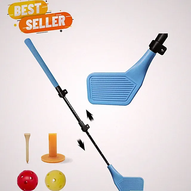Kids Golf Club Set: Blue Plastic Adjustable Length with Oversized Club Head -...