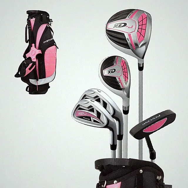 Kids Golf Club Set Left Handed Hybrid Putter Stand Bag Pink Ages 9-12 XD-J Clubs