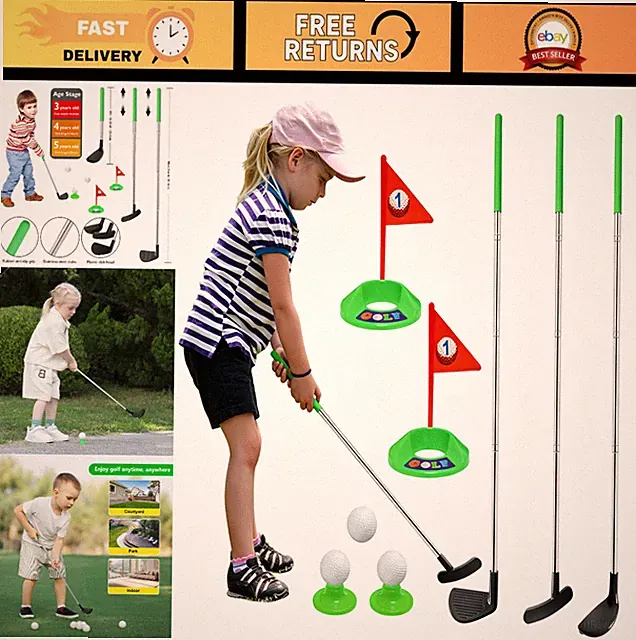 Kids Golf Club Set - Retractable Toddler Golf Clubs Toys for Outdoor Fun