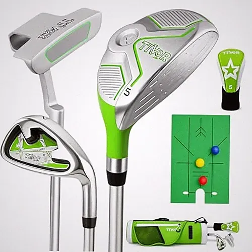 Kids Golf Clubs Set for Ages 3-5, Right Handed Junior Golf Clubs 6 Piece Green