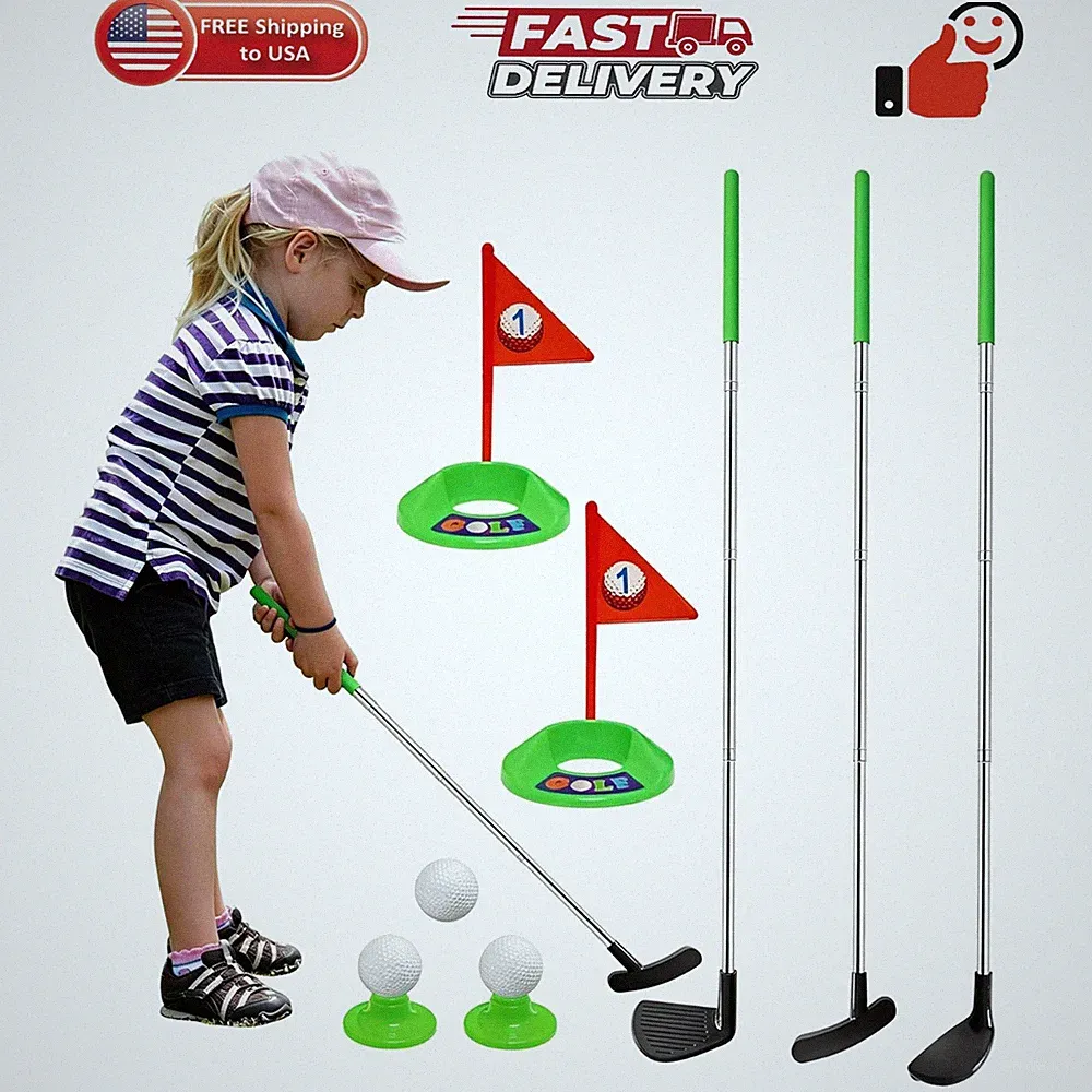 Kids Golf Clubs Set, Retractable Toy Golf Clubs for Toddlers,3 Clubs with Pra...