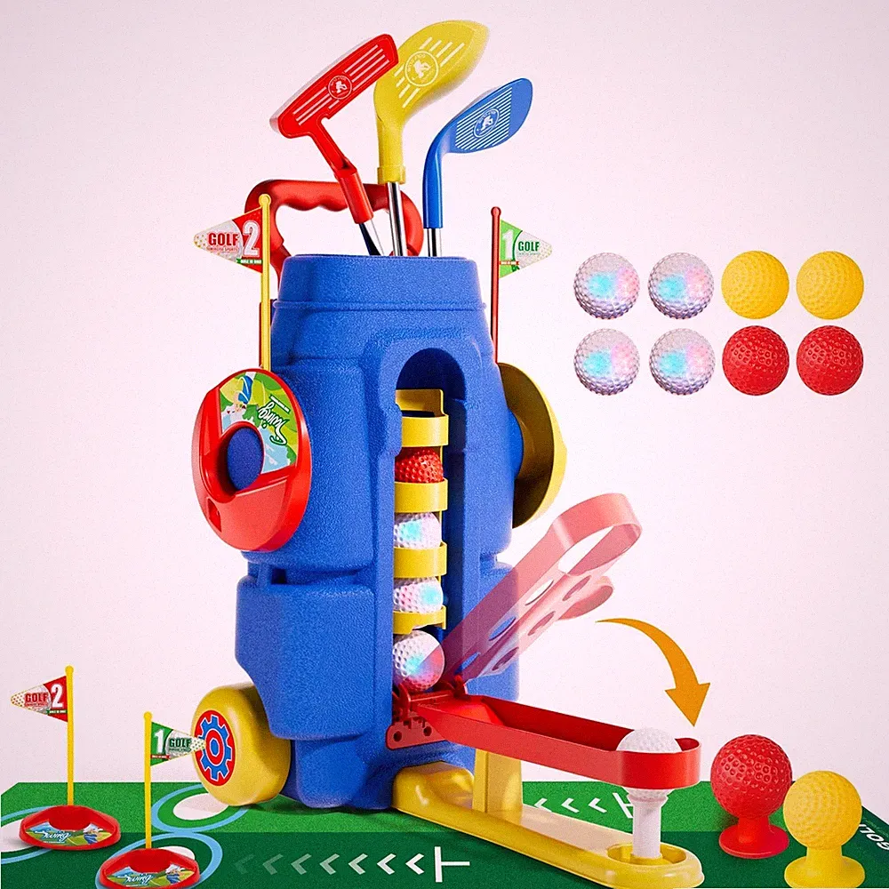Kids Golf Clubs Set, Toddler Golf Toys With 8 Balls 3 Golf Clubs 1 Cornhole...