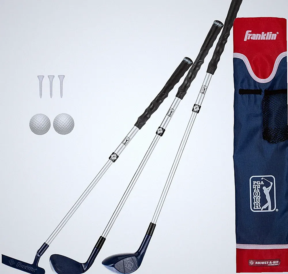 Kids Golf Set Adjustable Clubs Balls Tees Carrying Bag Choose Your Color