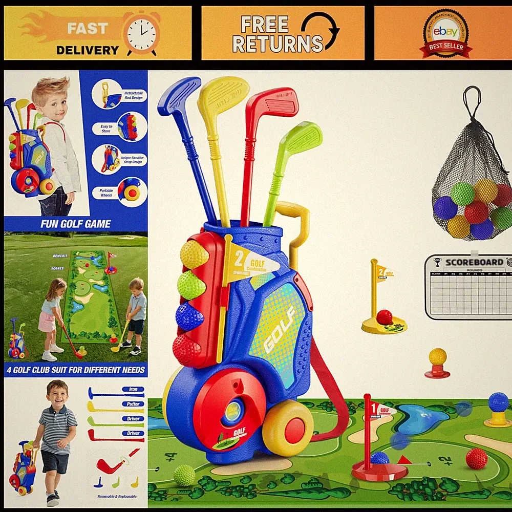 Kids Golf Set for Ages 3-5, Complete Golf Clubs for Toddlers, Blue Color