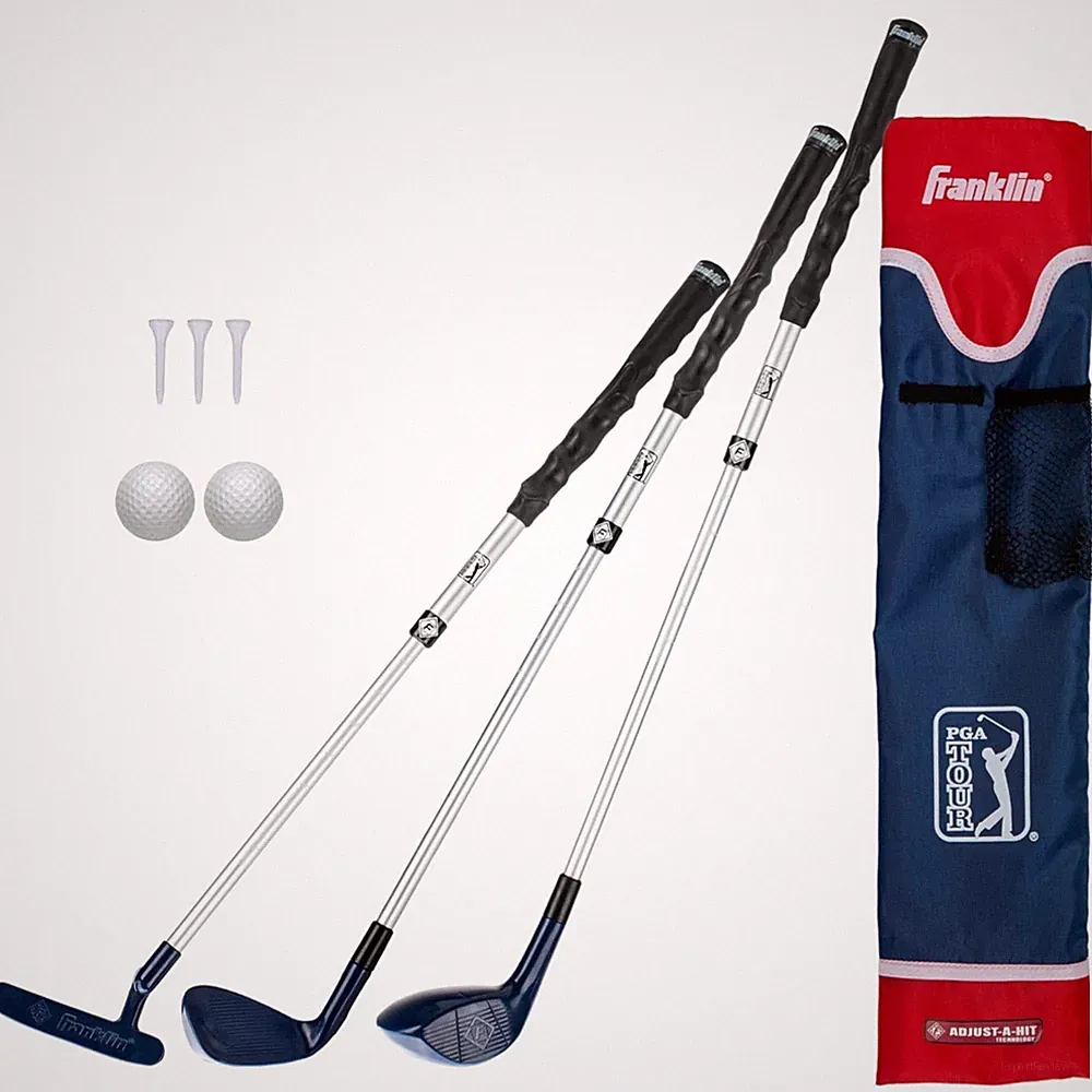 Kids' Plastic Golf Clubs Set Youth Adjustable Length Bag Balls for Indoor Out...