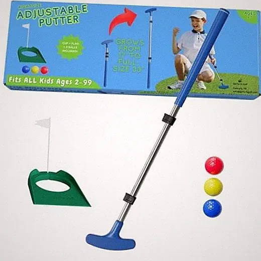Kids Putter Adjustable Length Junior Golf Club for Boys Girls Ages 2-12 Blue