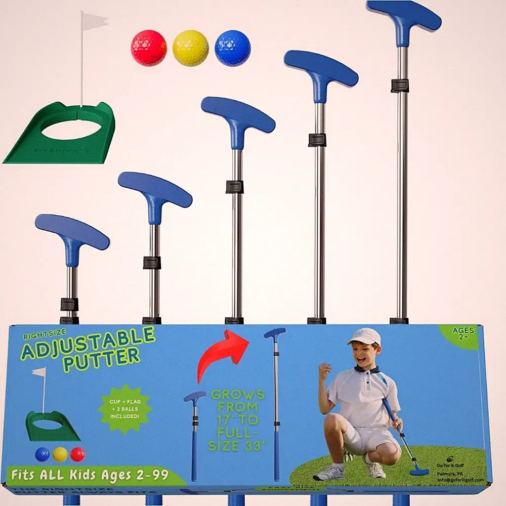 Kids Putter Extendable Shaft Adjustable Size 1735 Inch 3 Balls Cup