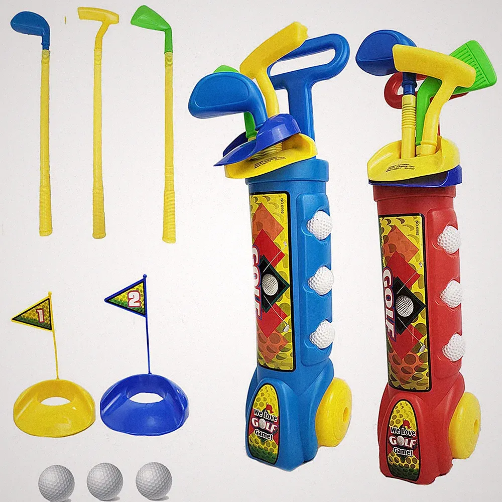 Kids Toddler Mini Golf Set Indoor Outdoor Toy W/ Cart Clubs Balls Practice Holes